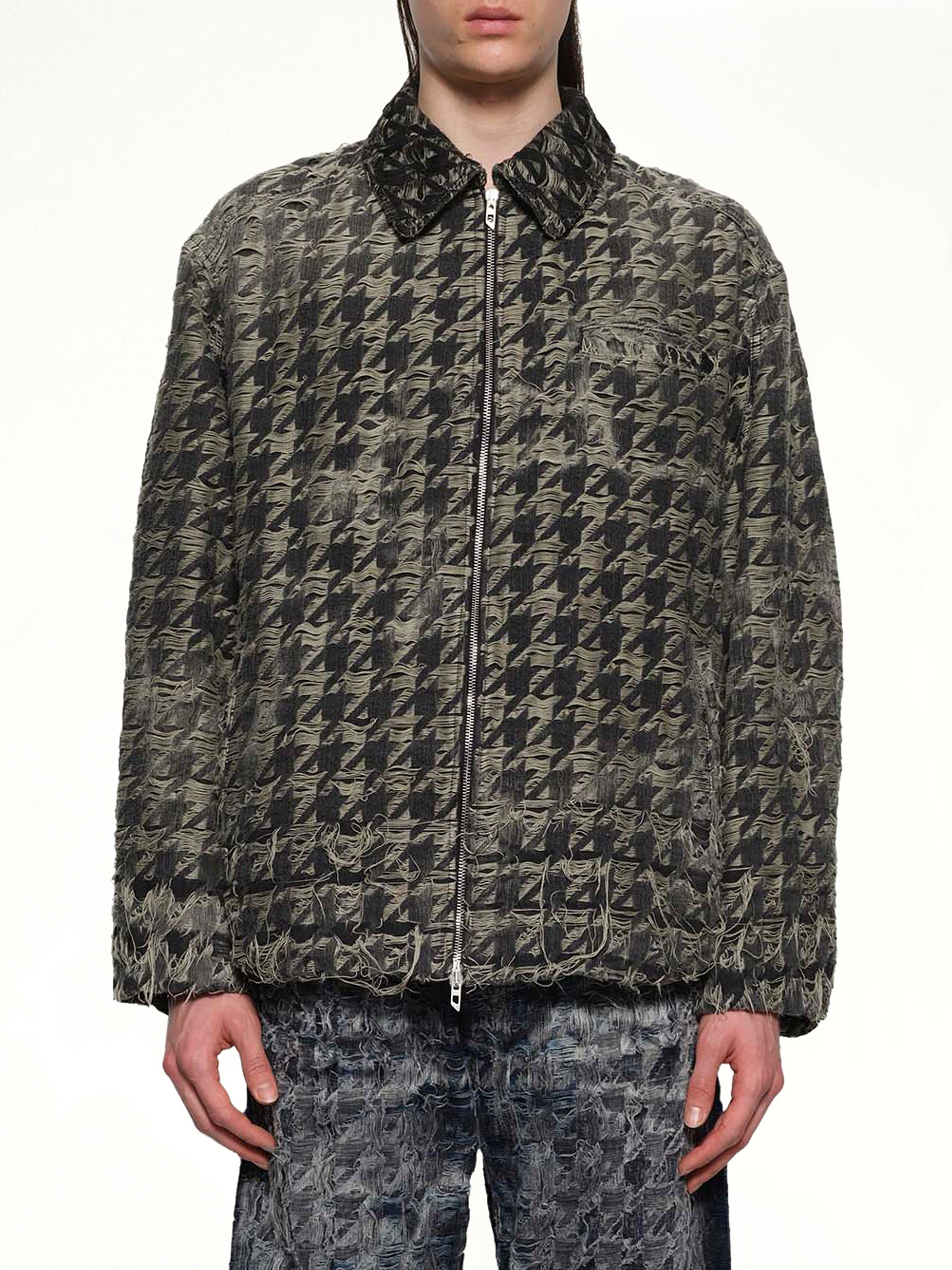 D-ELMO-FSH 블랙 런웨이 데님 재킷