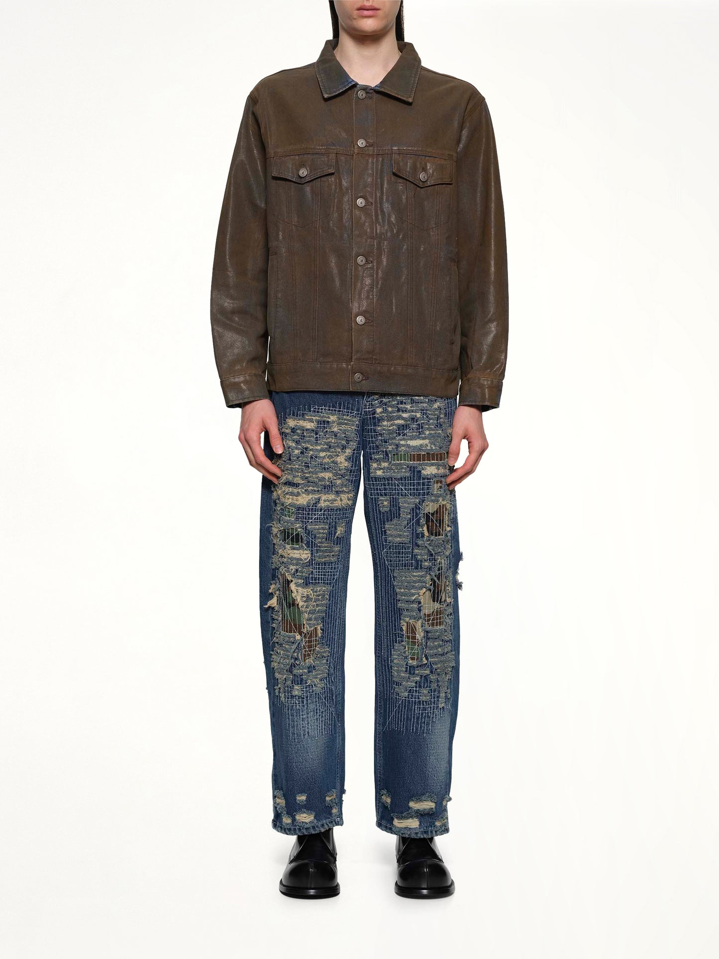 Mud Wash Denim Jacket in Brown