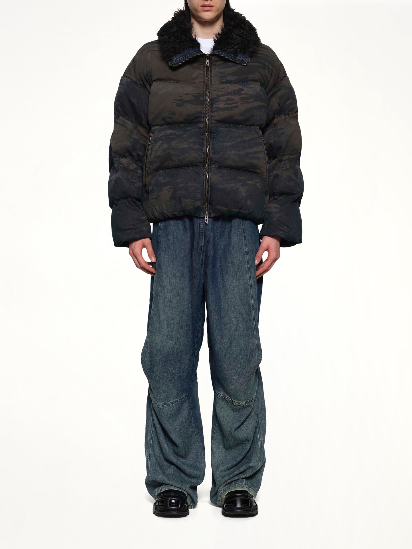 W-JOHNS Shearling Down Jacket in Brown