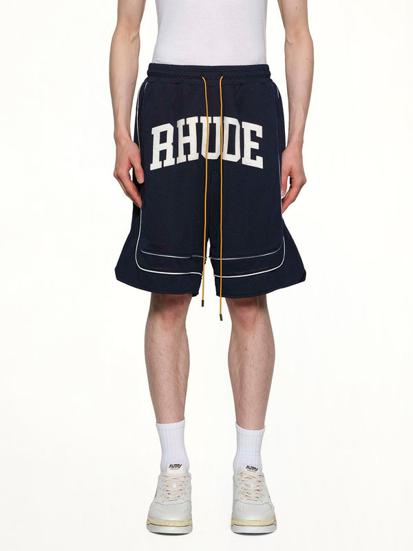 Baggy Collegiate Logo Short in Navy/Cream