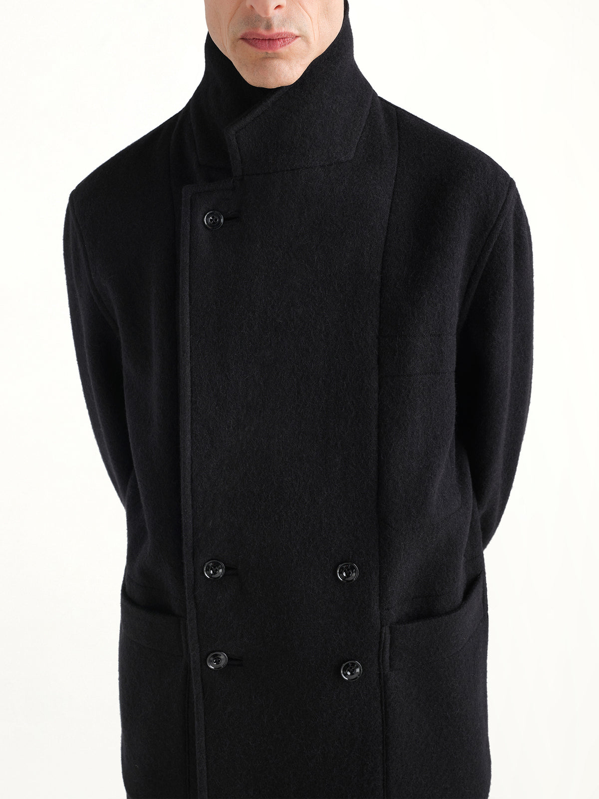 Short DB Coat in Black