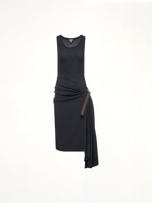 Belted Tank Dress in Black