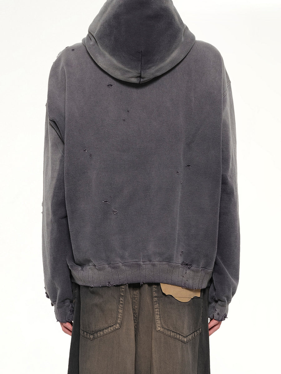 Sun Faded Hoodie in Black