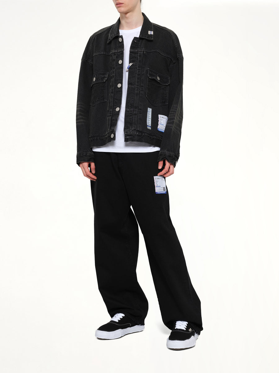 Instrumental Hard Washed Selvage Denim Jacket in Black