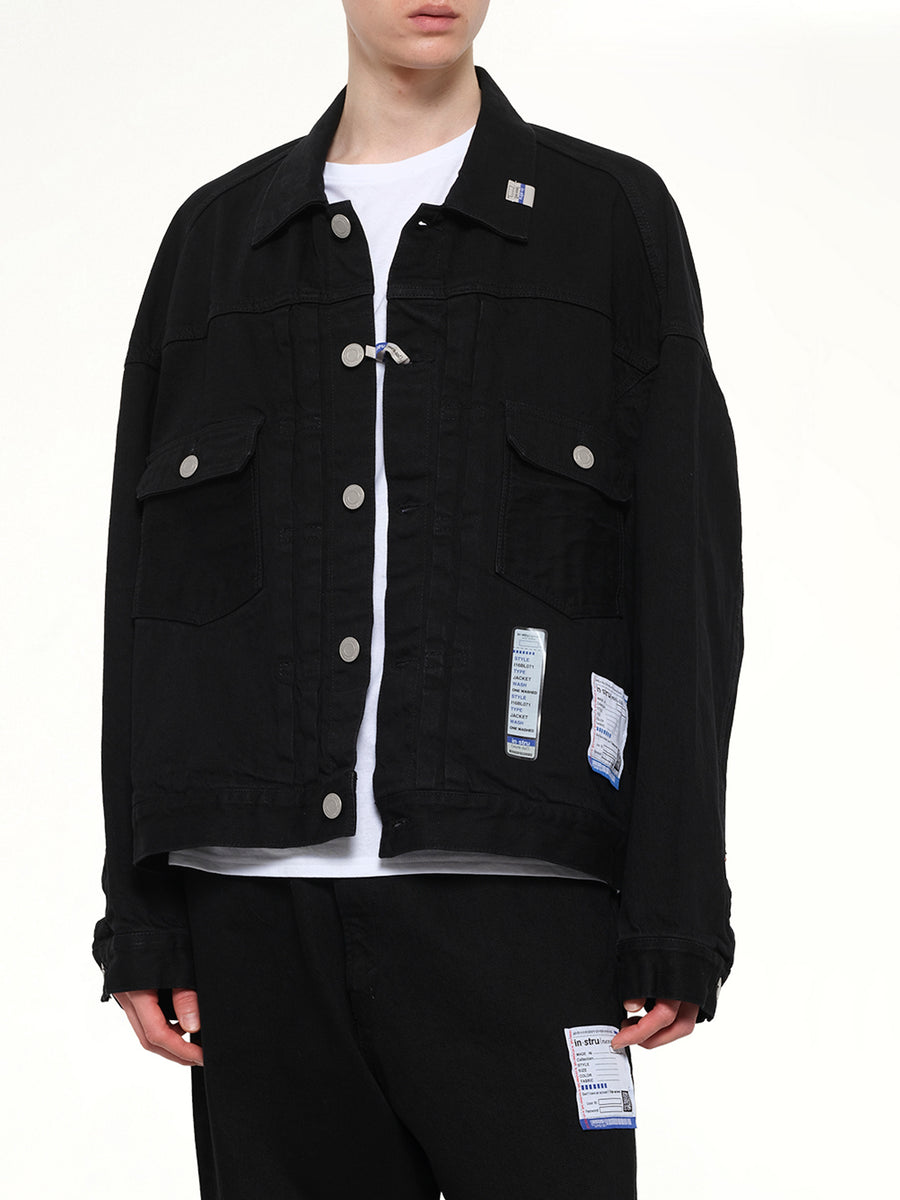 Instrumental One Washed Selvage Denim Jacket in Black