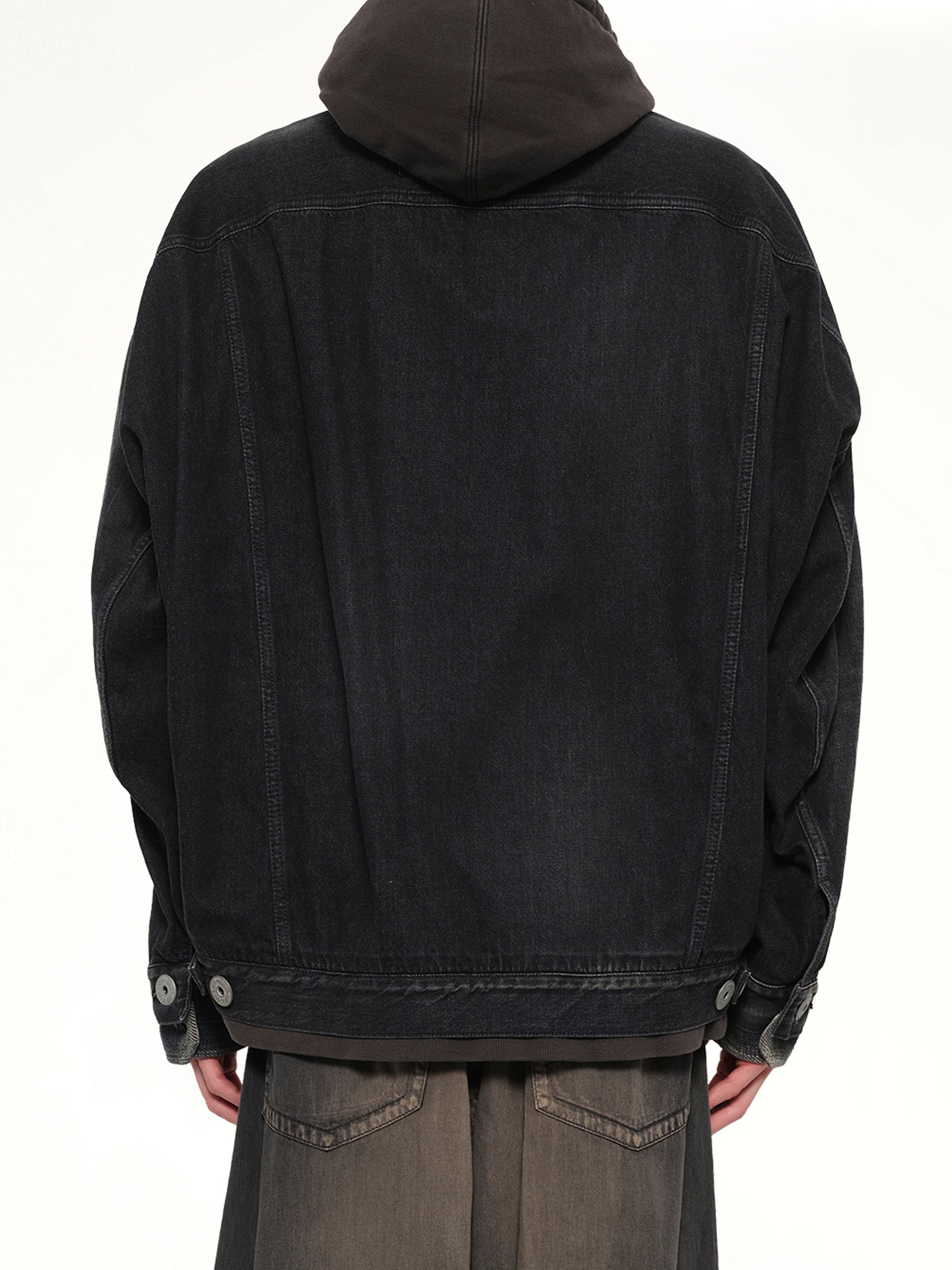 Triple Layered Denim Jacket in Black