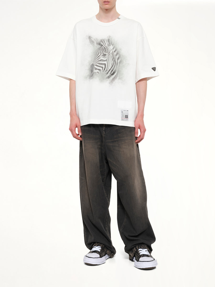 Zebra Printed T-Shirt in White