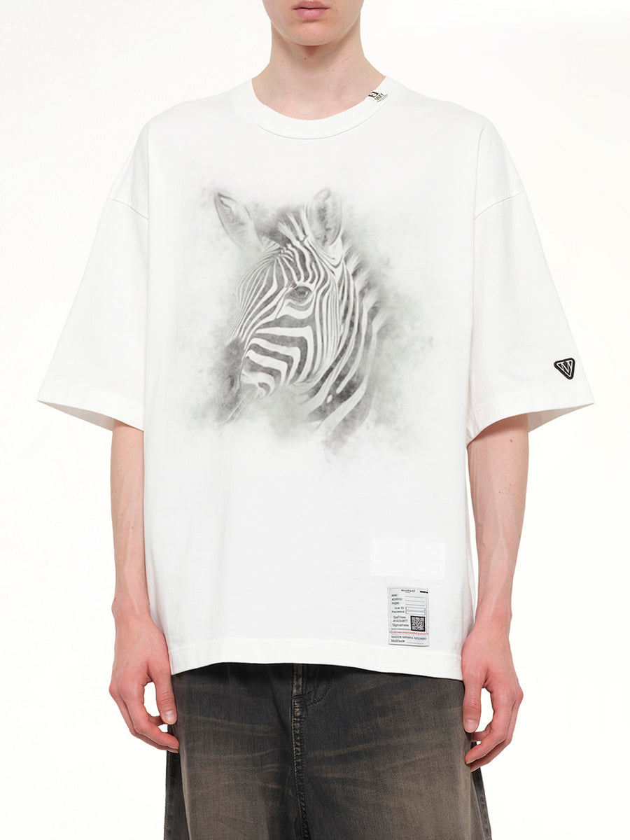 Zebra Printed T-Shirt in White