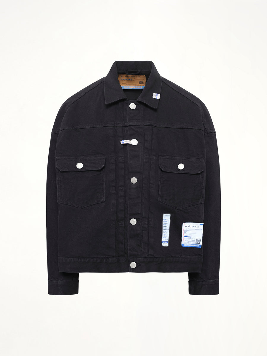 Instrumental One Washed Selvage Denim Jacket in Black