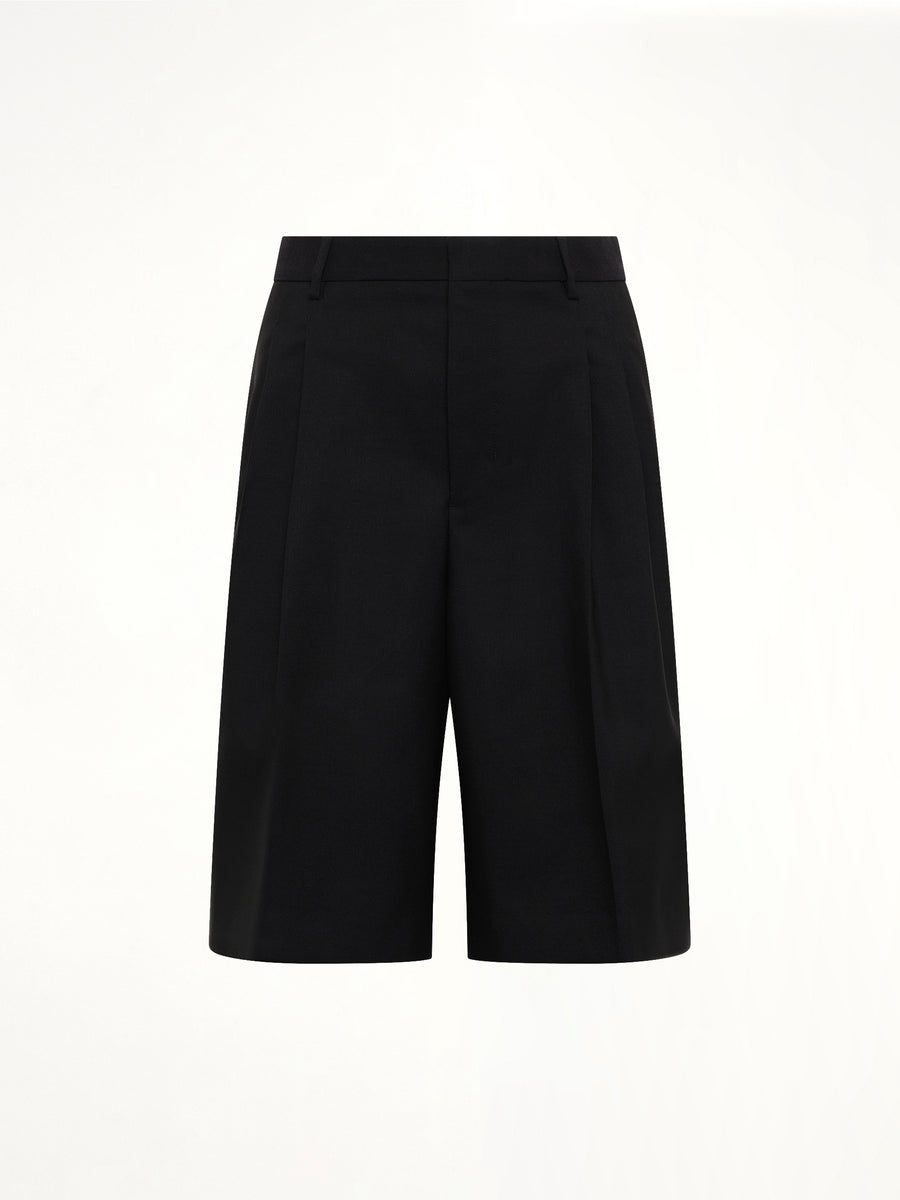 Low Waist Wide Bermuda Shorts in Black