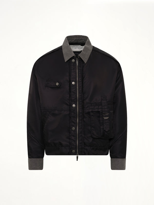 Deconstructed Nylon Jacket in Black