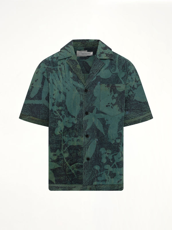 인디고 그린 식물 염색 셔츠