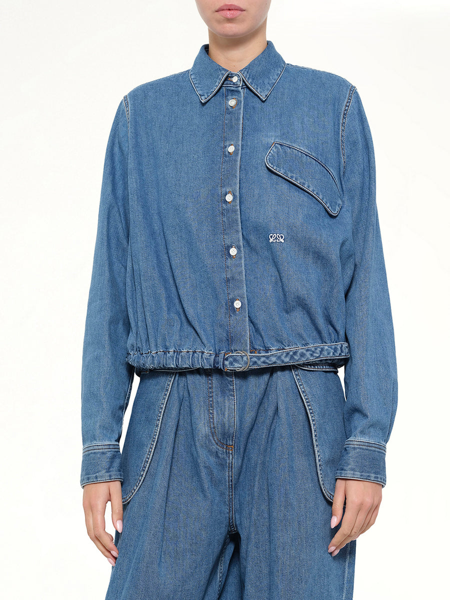 Belted Shirt in Light Blue