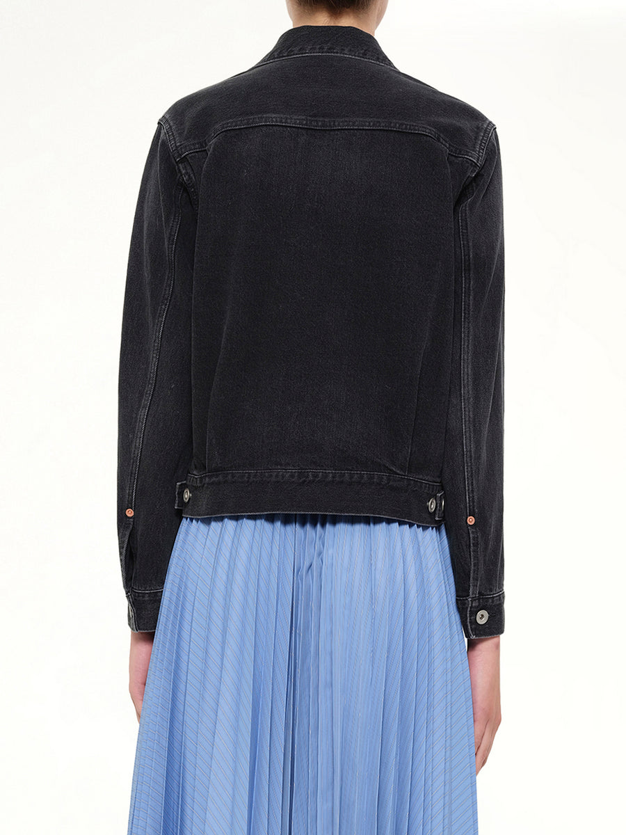 Double Breasted Denim Jacket in Black