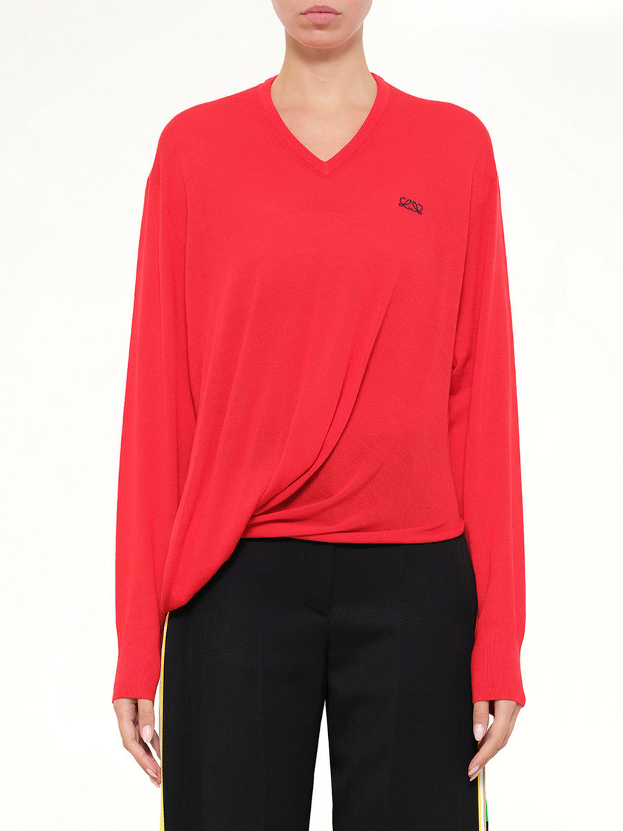 Draped Sweater in Red