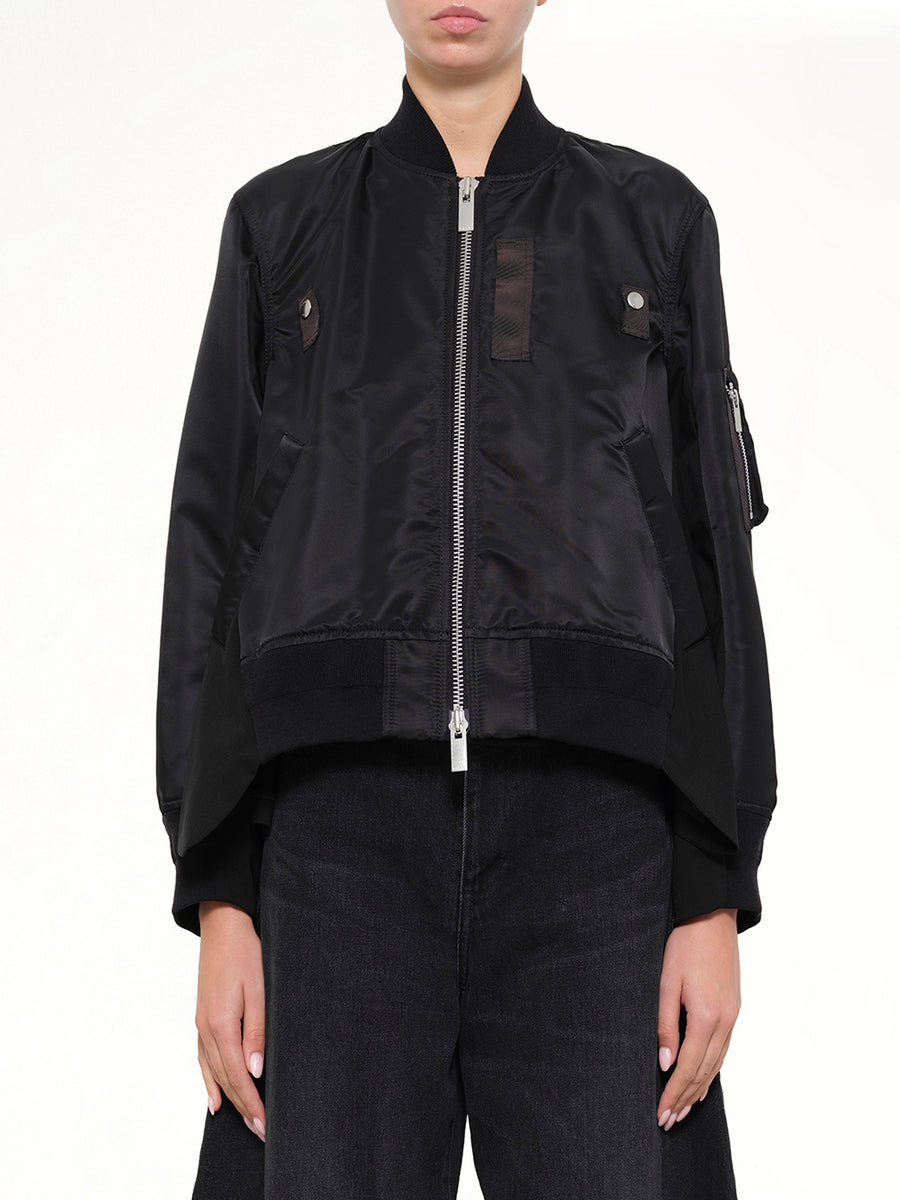 Nylon Twill x Wool Suiting Blouson in Black