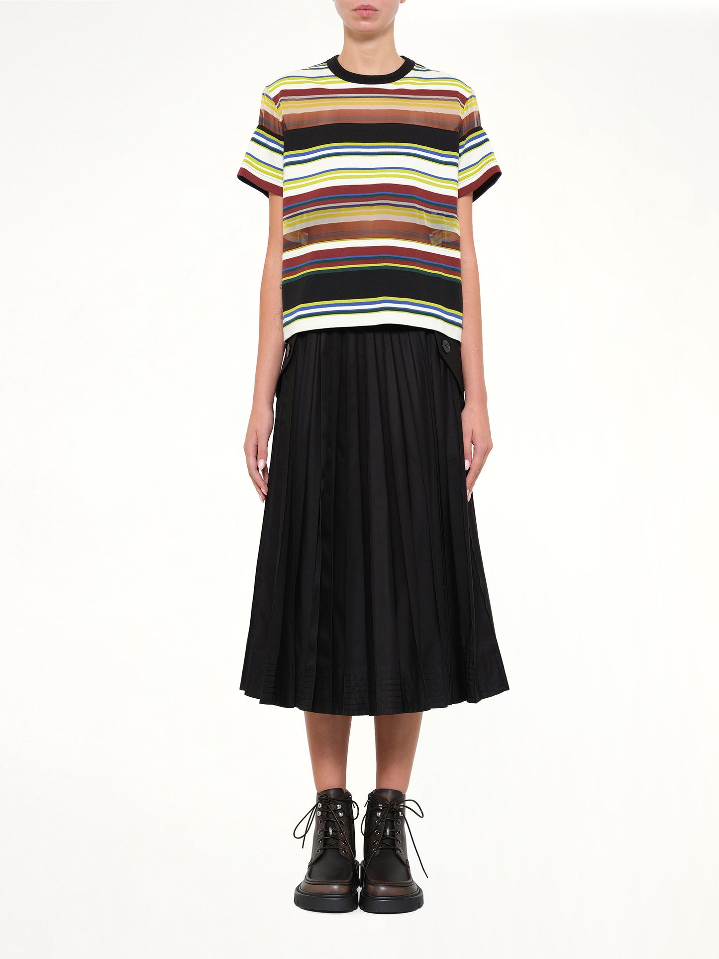Stripe Cotton Jersey T-Shirt in Yellow