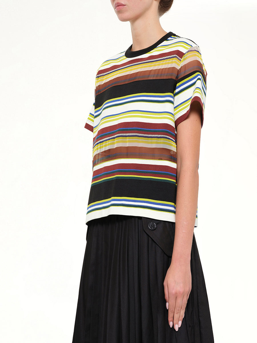 Stripe Cotton Jersey T-Shirt in Yellow