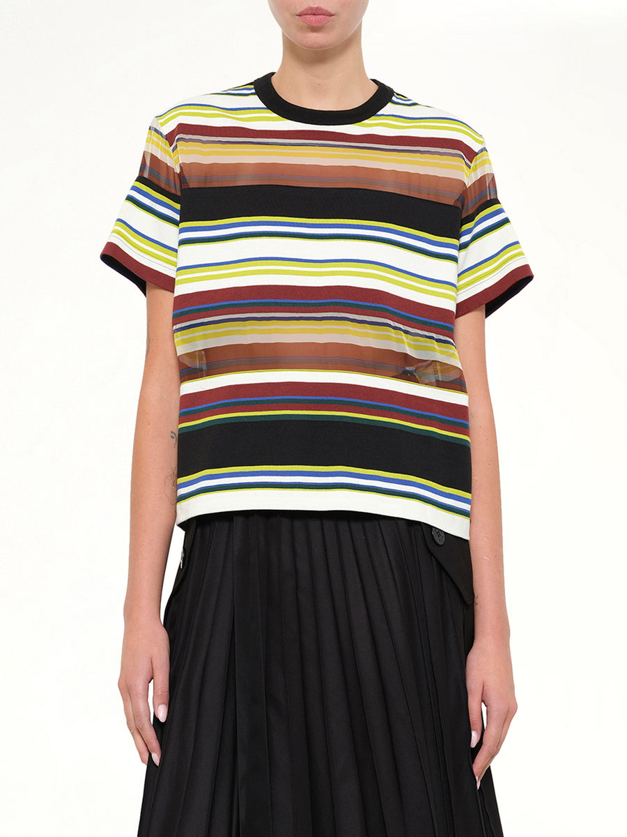 Stripe Cotton Jersey T-Shirt in Yellow