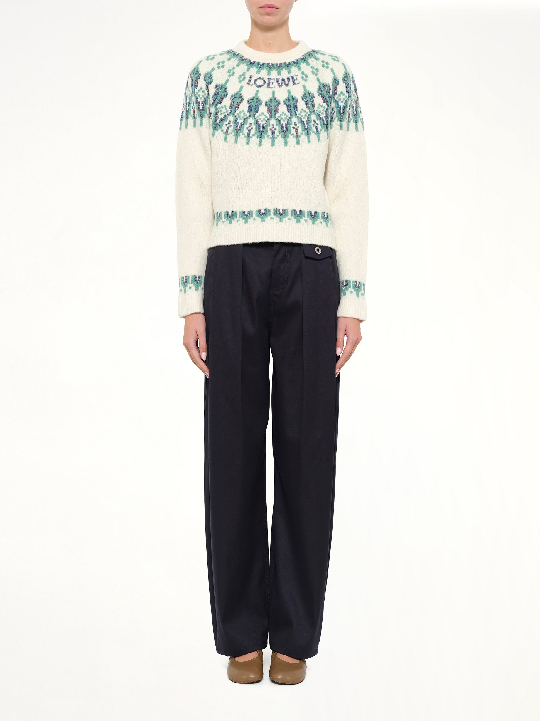 Sweater in White/Mint