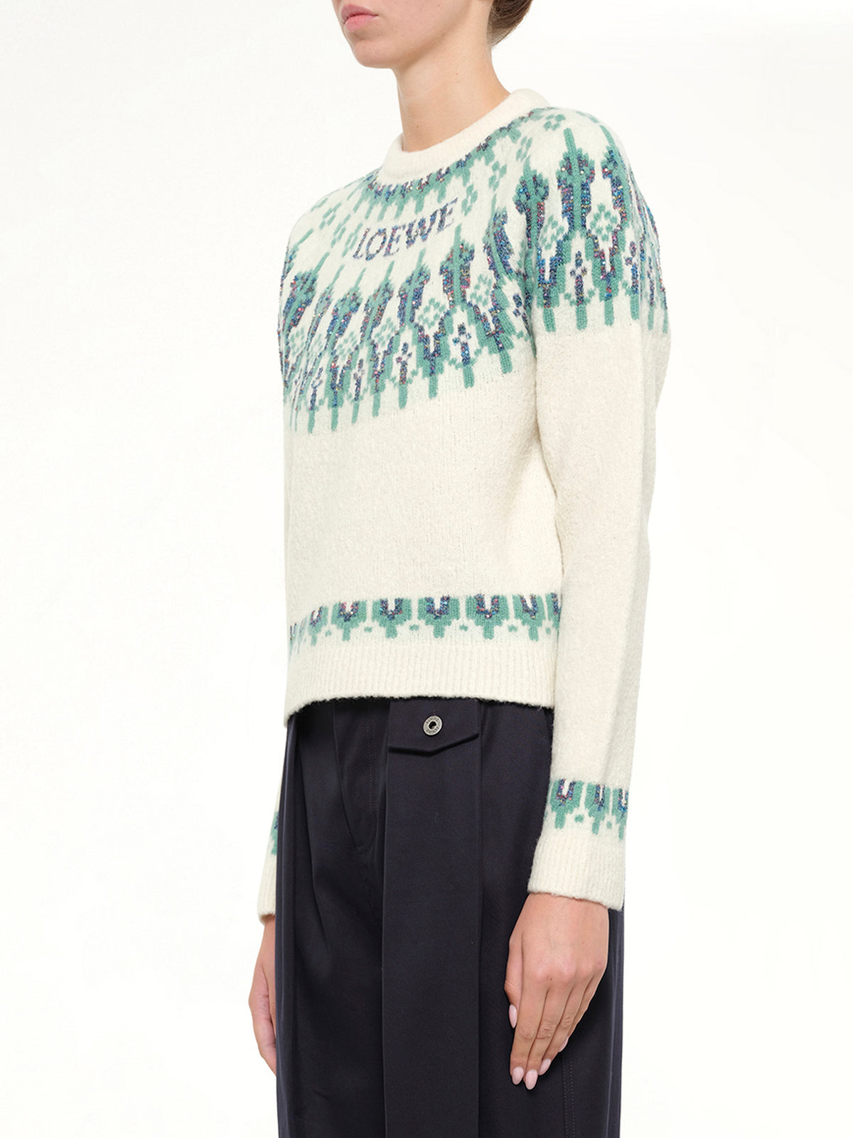 Sweater in White/Mint