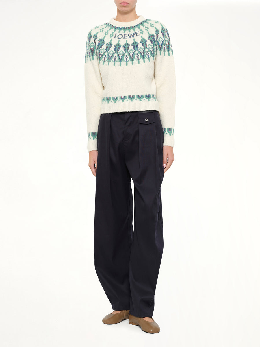 Sweater in White/Mint