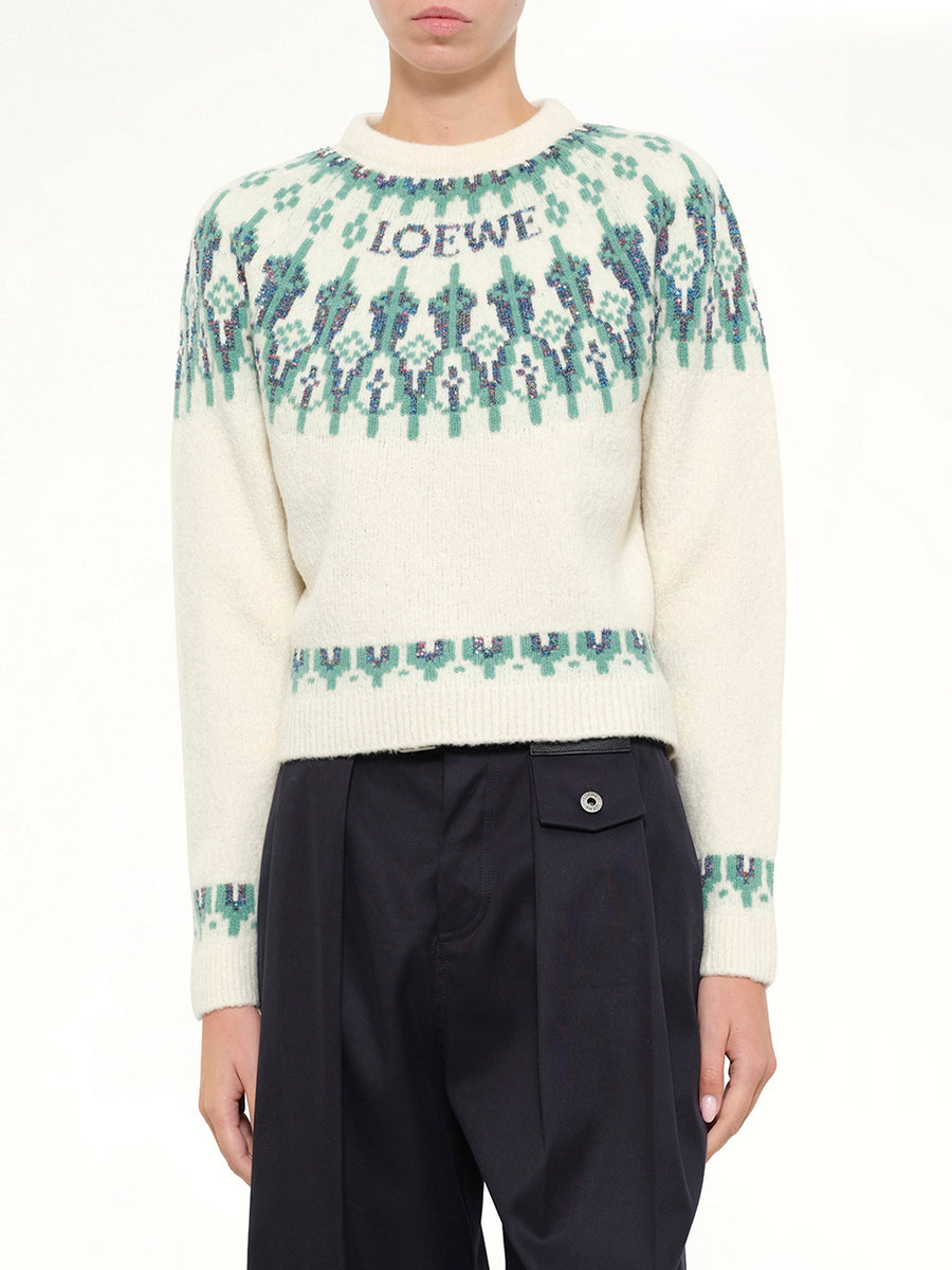 Sweater in White/Mint