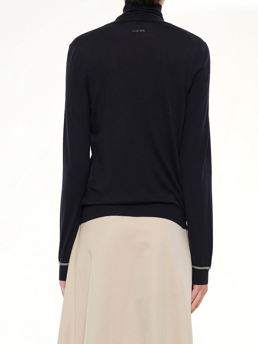 Turtleneck Sweater in Navy/Grey