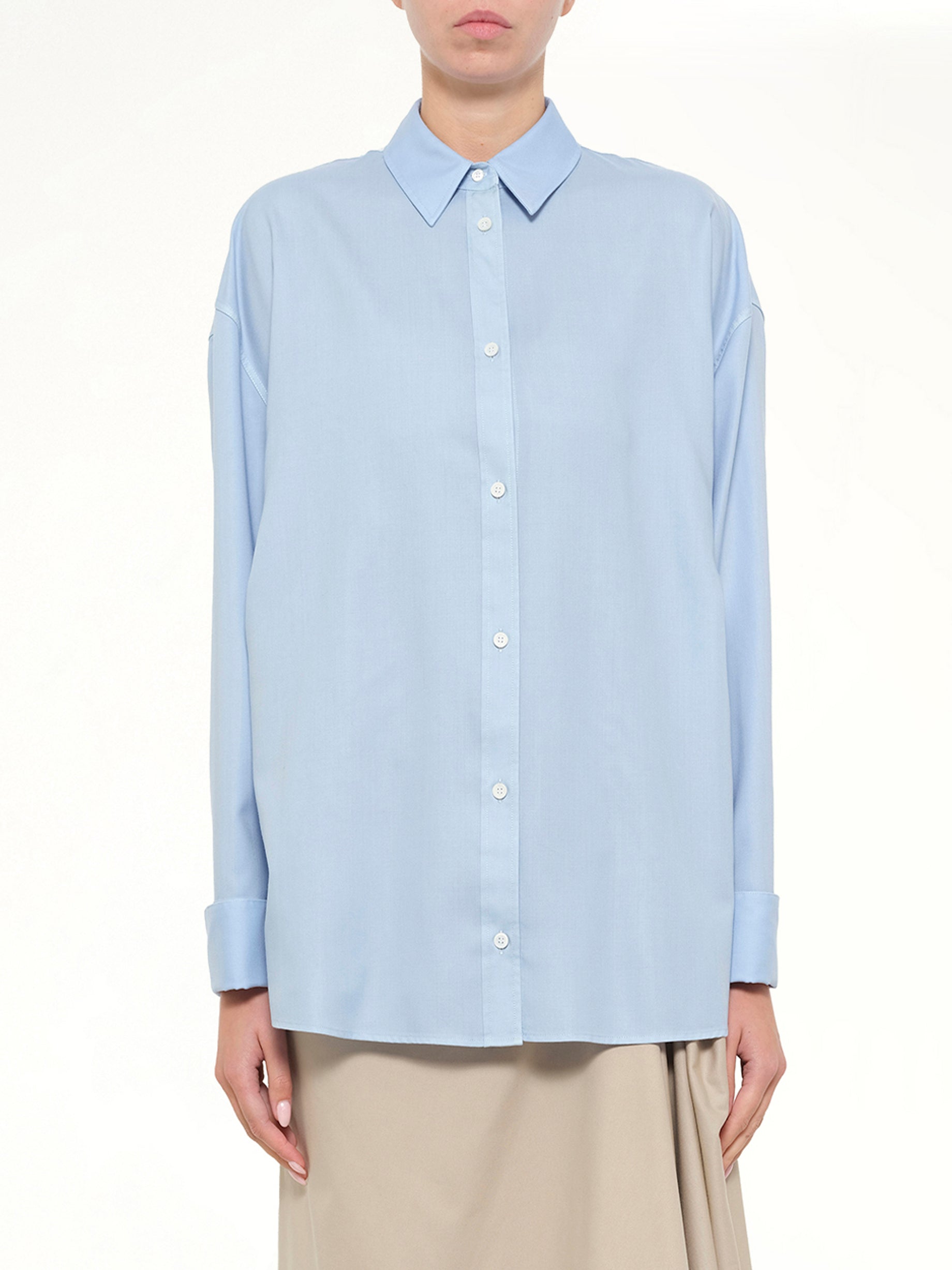 Wool-Silk Shirt in Blue