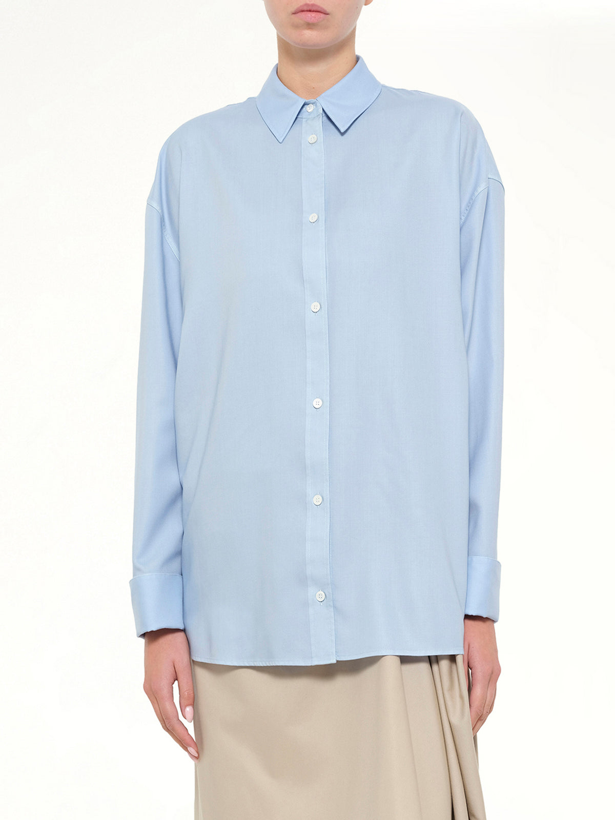 Wool-Silk Shirt in Blue