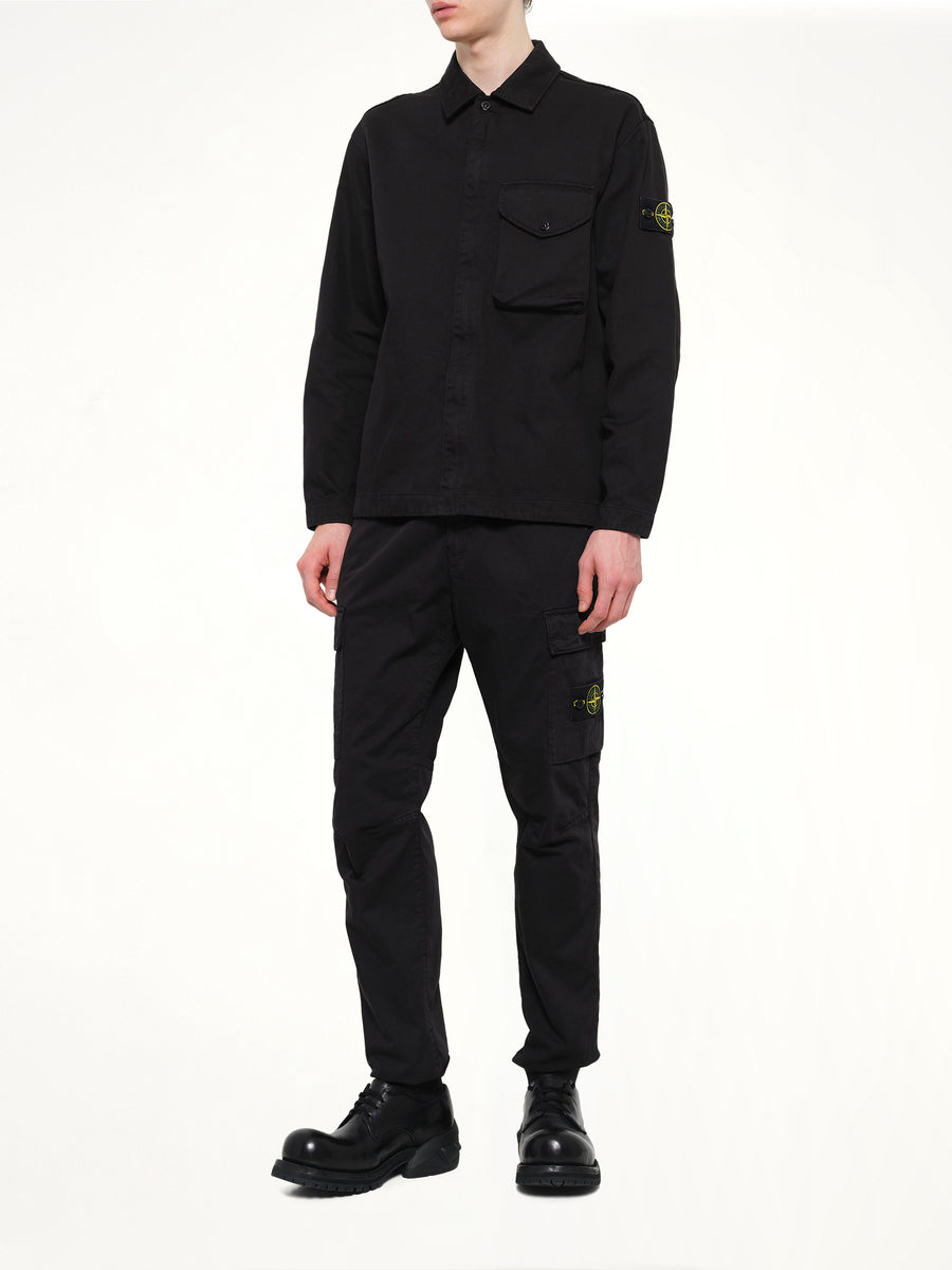 1200001 Dense Cotton Twill Shirt in Black