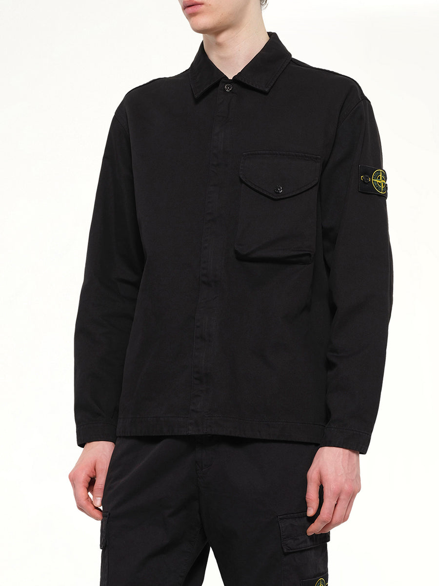 1200001 Dense Cotton Twill Shirt in Black