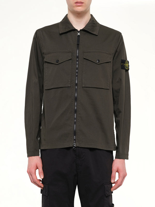 1200010 Cotton Zip-Up Shirt in Coal Grey
