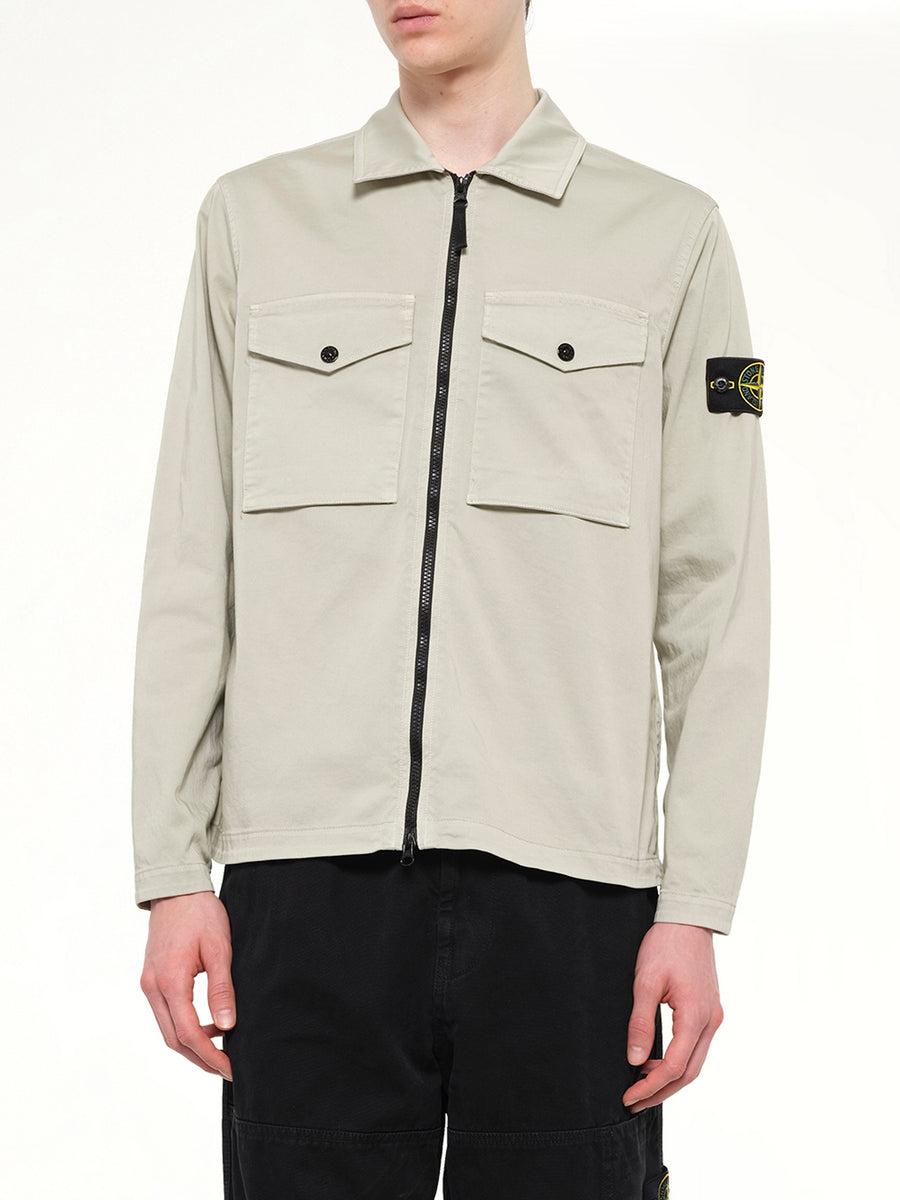 1200010 Cotton Zip-Up Shirt in Sand