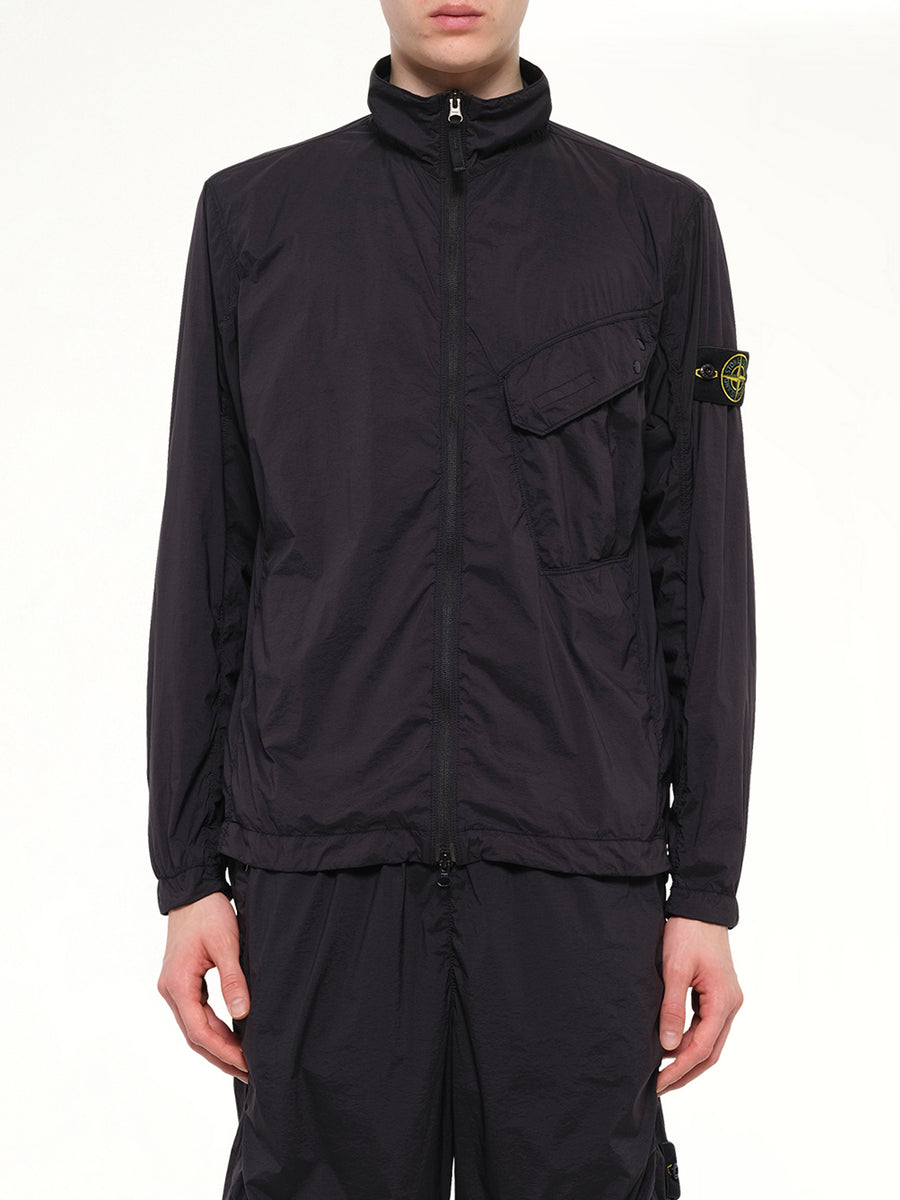1200015 Ultra Light Nylon Stretch Zip Shirt in Black