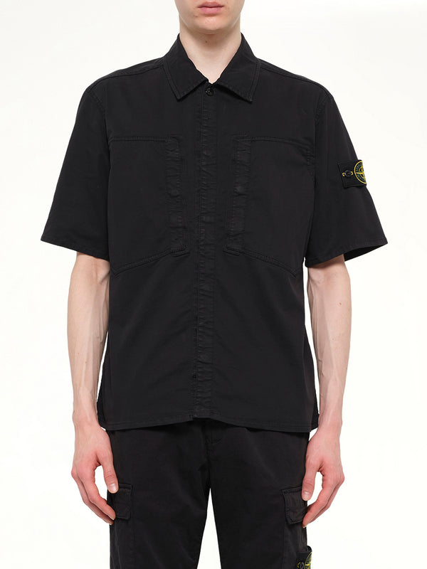 1200037 Stretch Organic Cotton SS Shirt in Black