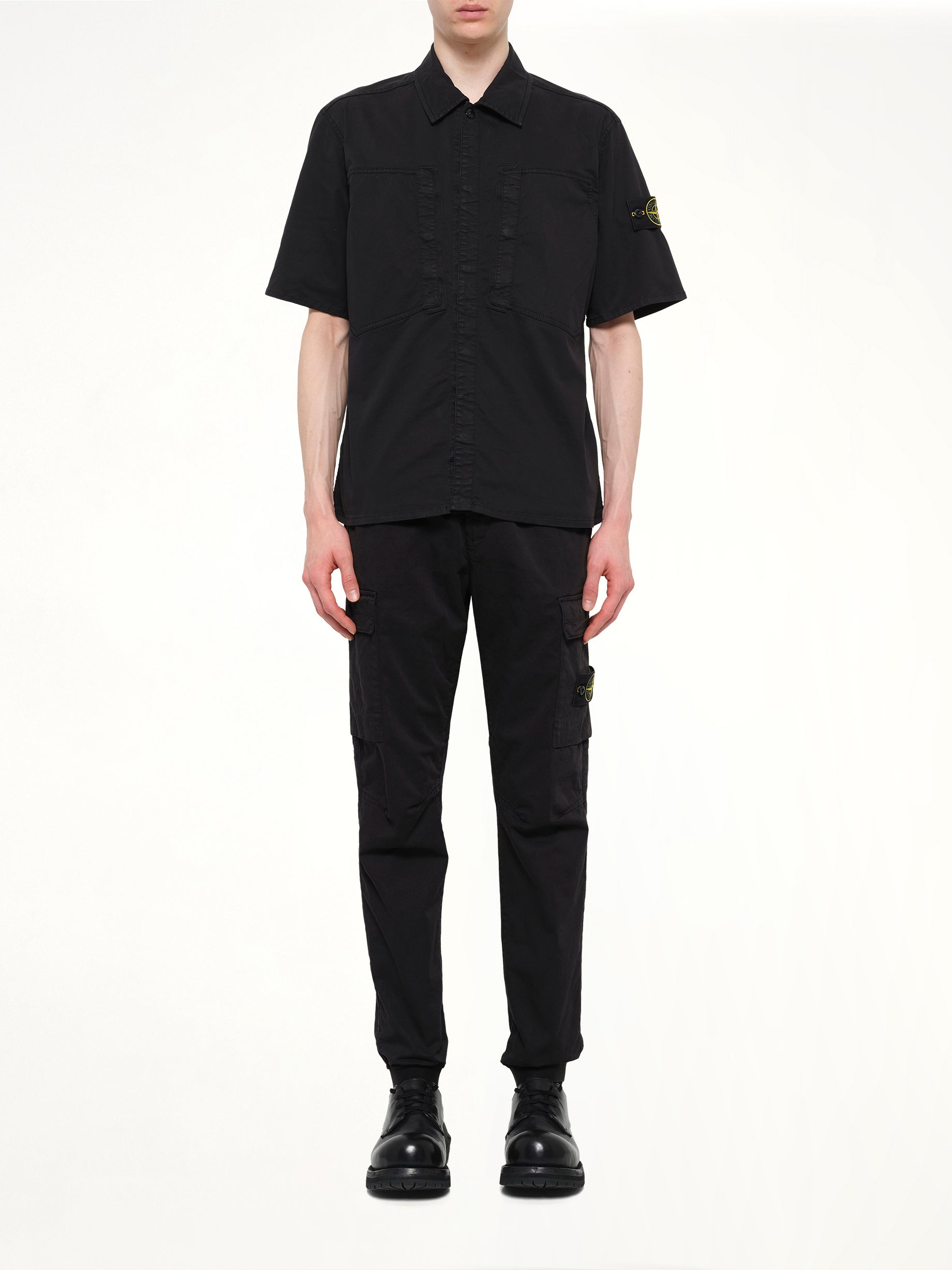 1200037 Stretch Organic Cotton SS Shirt in Black