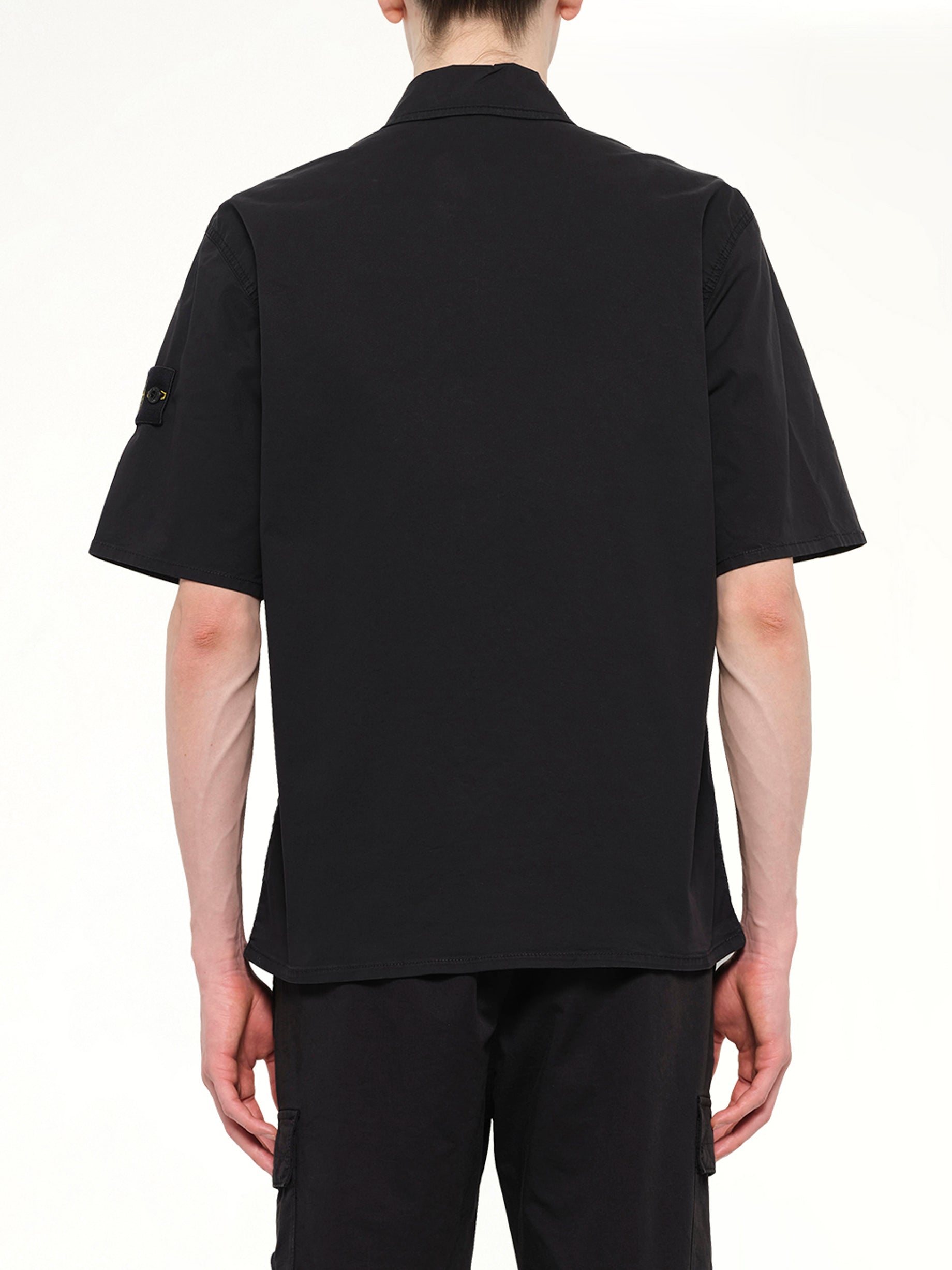 1200037 Stretch Organic Cotton SS Shirt in Black
