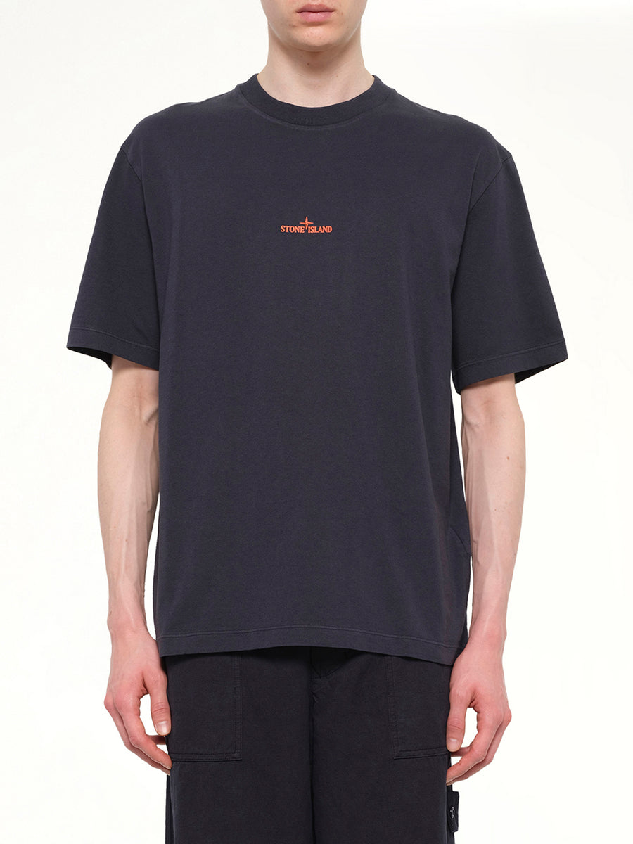 2100001 Cotton Logo T-Shirt in Blue Navy