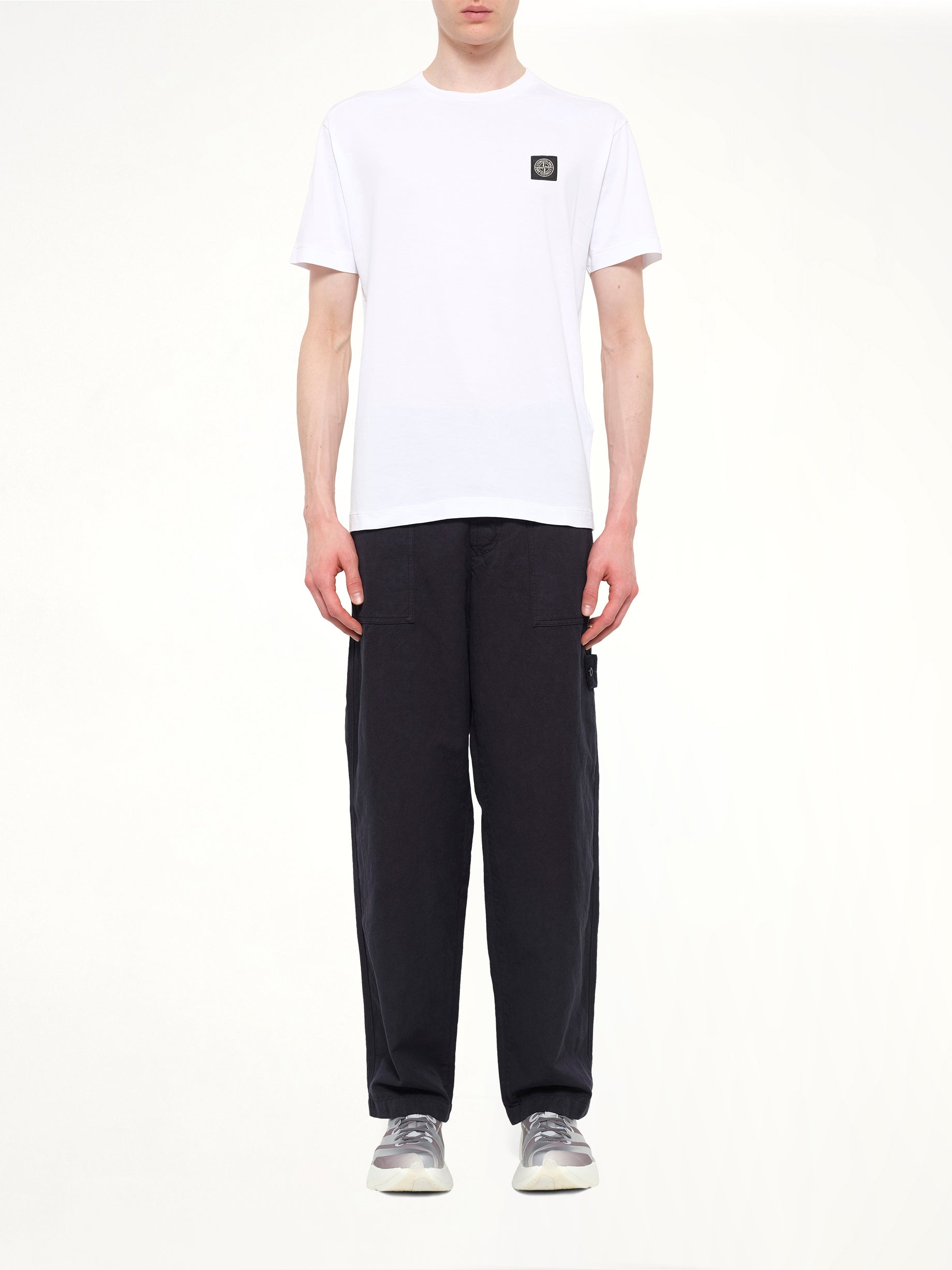 2100027 Cotton Compass Patch T-Shirt in White