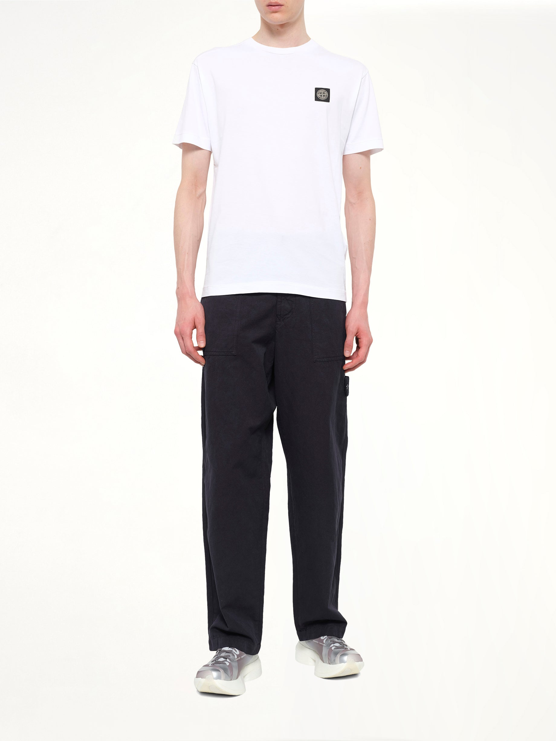 2100027 Cotton Compass Patch T-Shirt in White