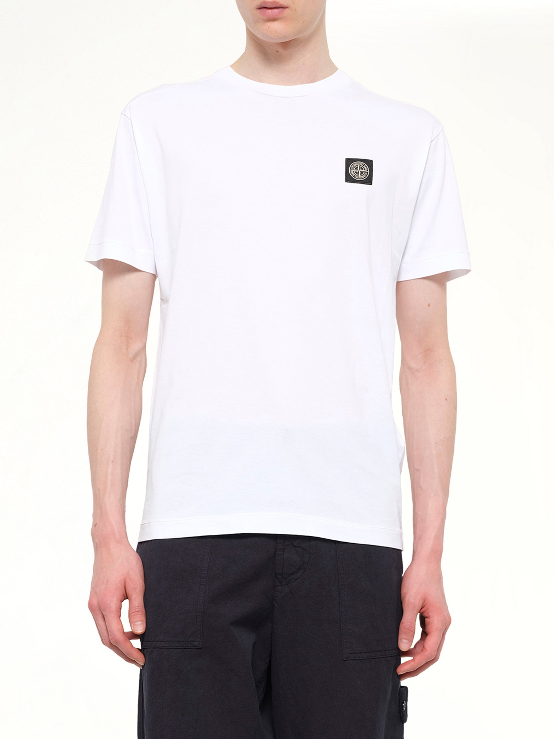 2100027 Cotton Compass Patch T-Shirt in White