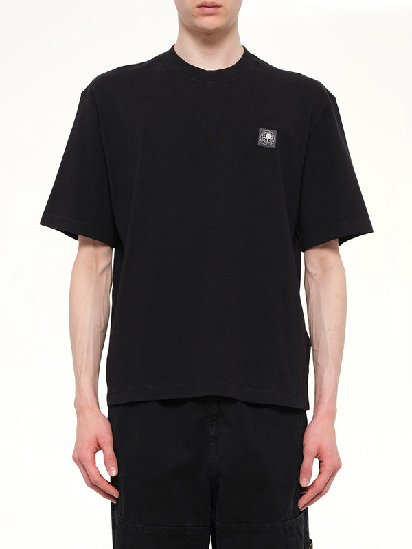 2100030 Cotton Compass Patch T-Shirt in Black