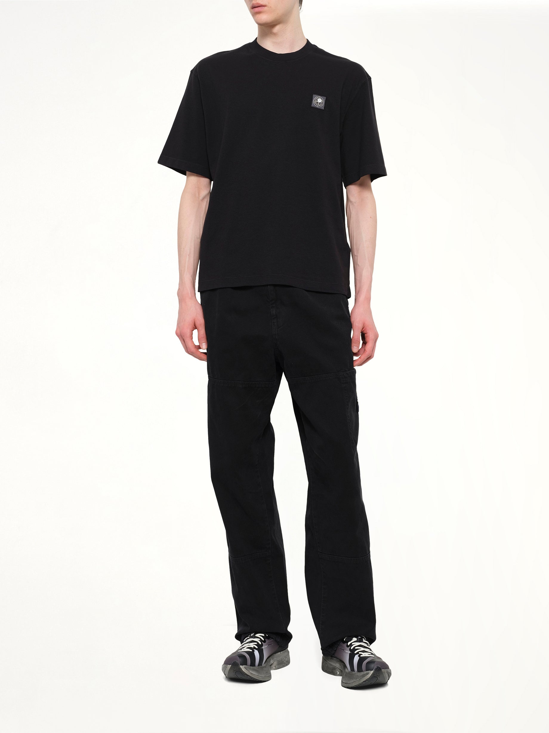 2100030 Cotton Compass Patch T-Shirt in Black