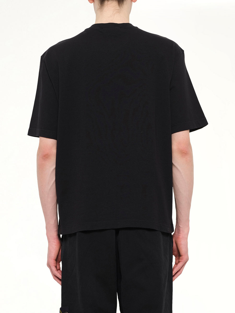 2100030 Cotton Compass Patch T-Shirt in Black