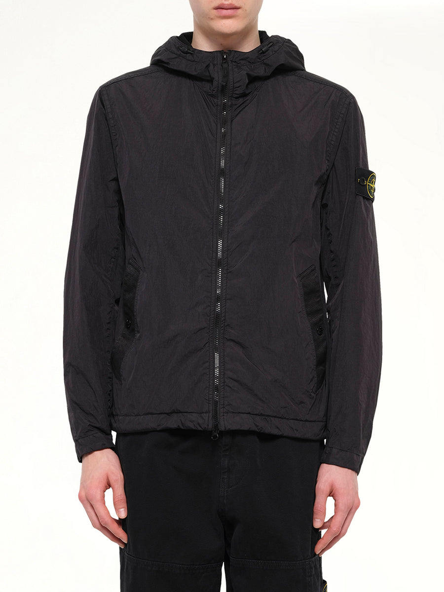 4100001 Crinkle Reps Hooded Jacket in Black