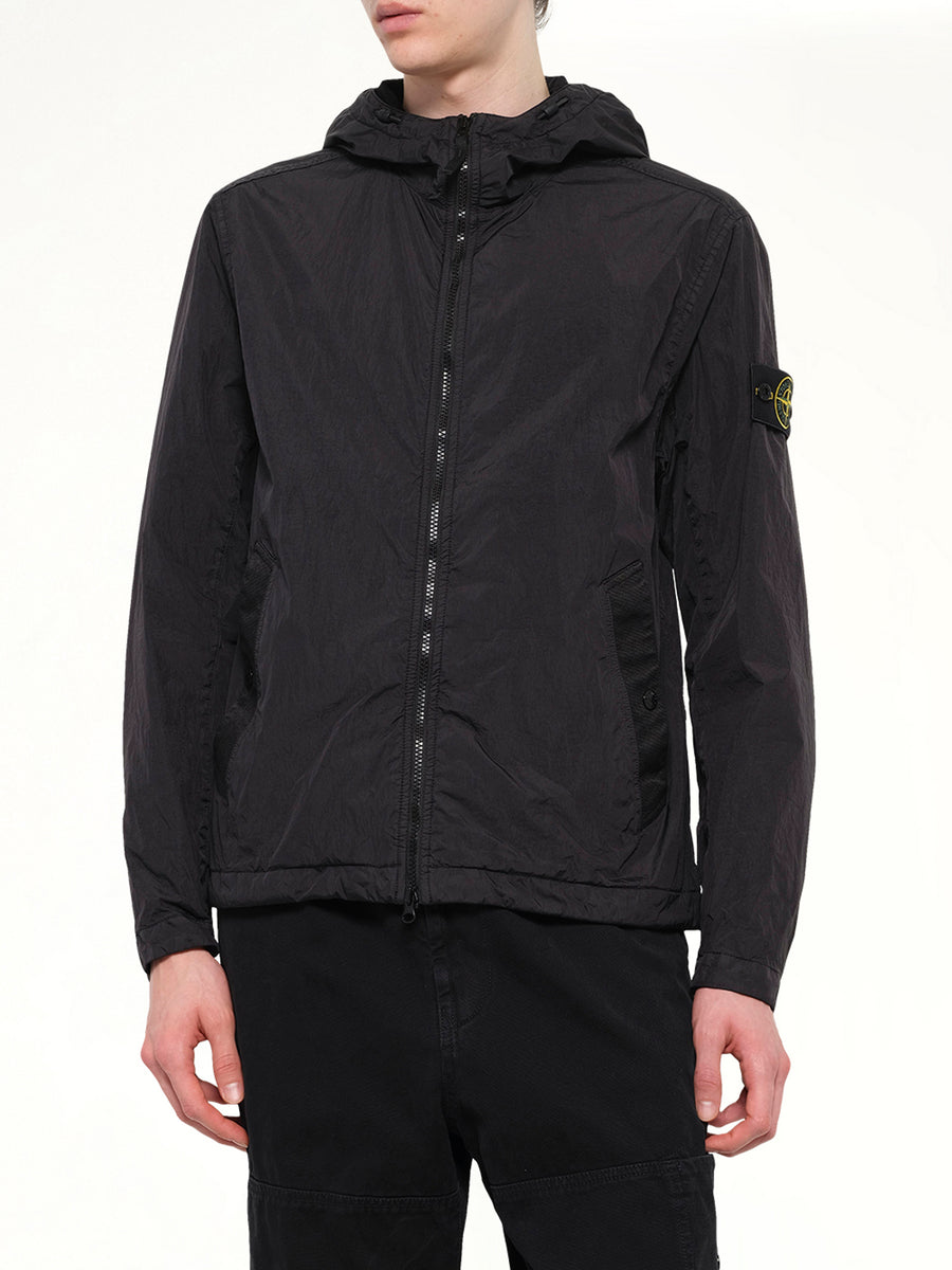 4100001 Crinkle Reps Hooded Jacket in Black