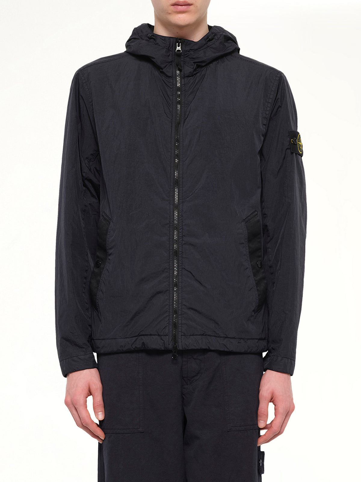 4100001 Crinkle Reps Hooded Jacket in Navy Blue