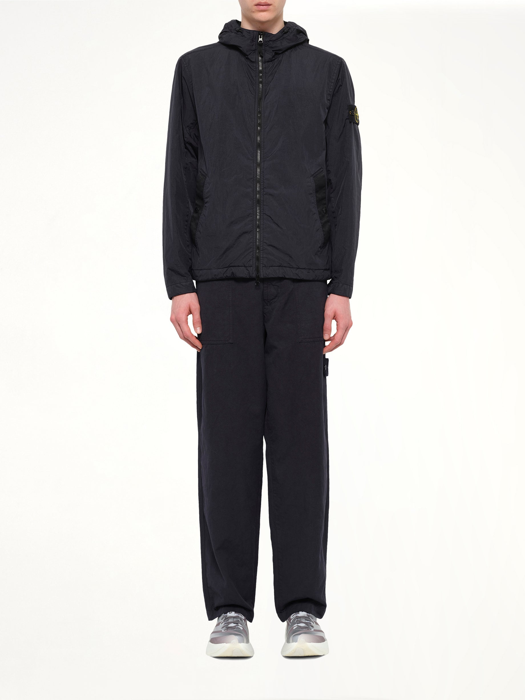 4100001 Crinkle Reps Hooded Jacket in Navy Blue