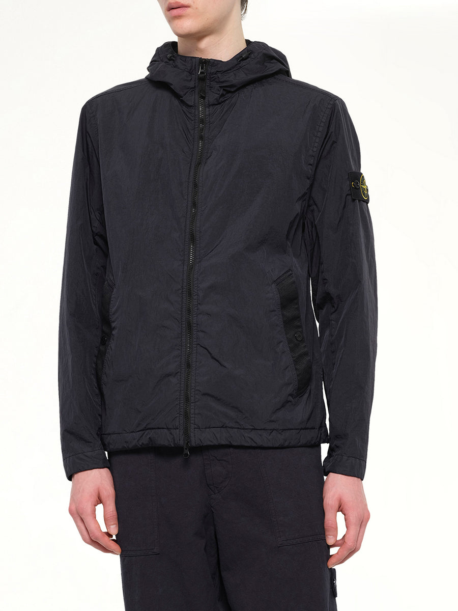 4100001 Crinkle Reps Hooded Jacket in Navy Blue